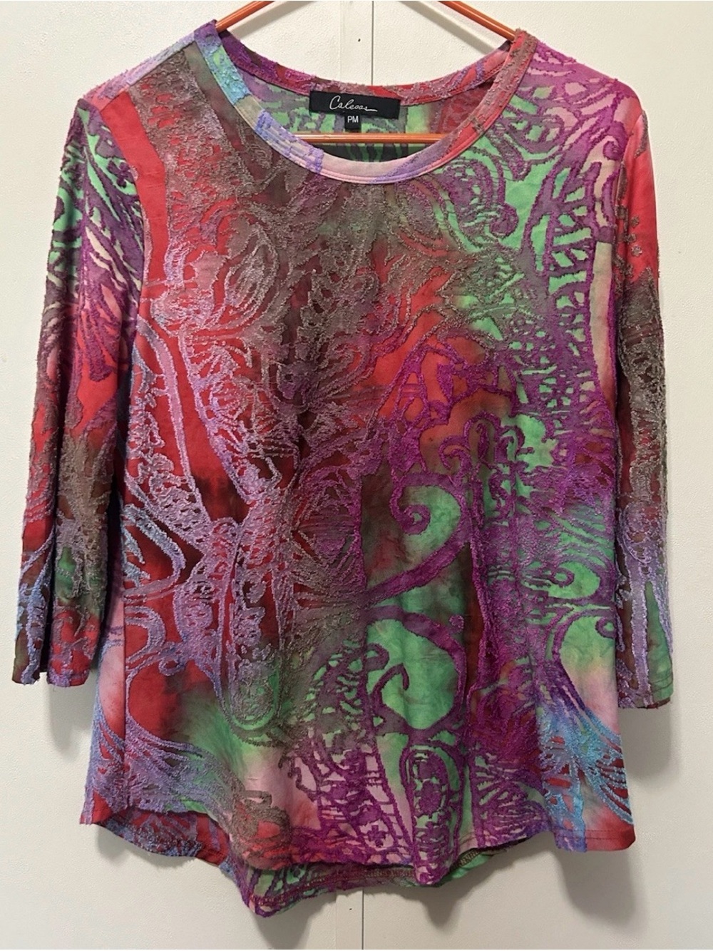 Caleesa Women’s Multicolor Artsy Patterned Long Sleeve Top